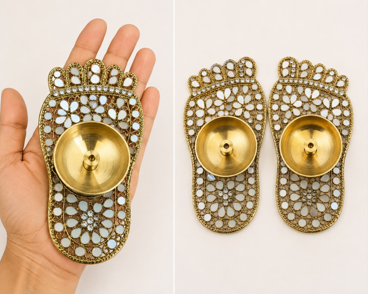 Metal Diyas with mirror work (pack of 2 pcs) - Image 2