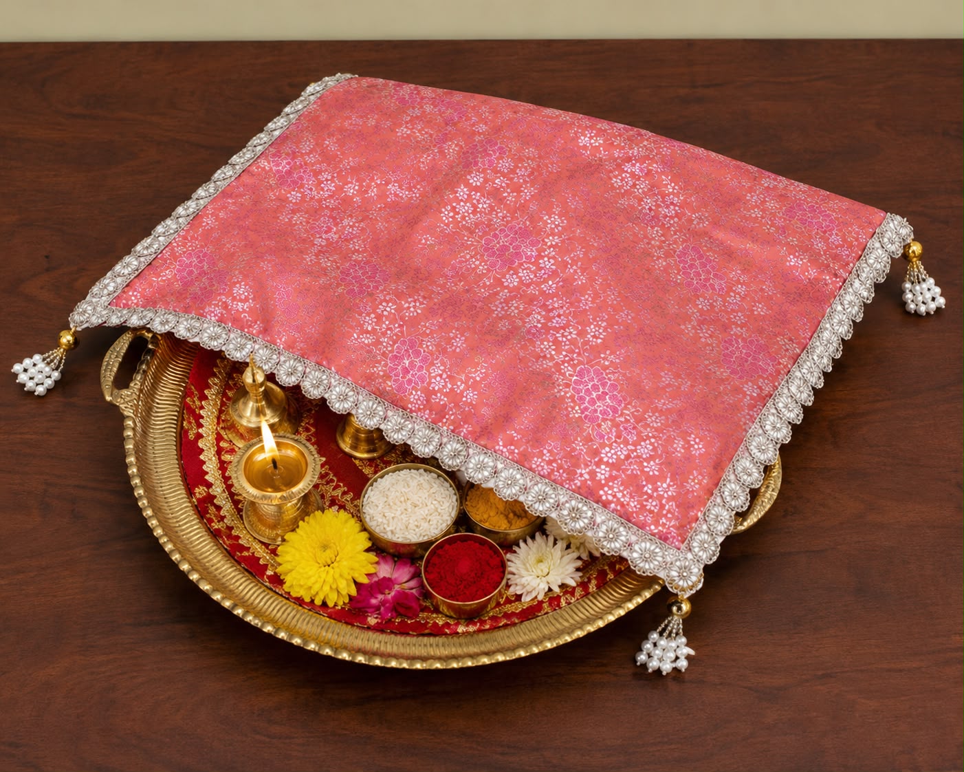 Brocade tray cover / Thaalposh (pack of 2 ) - Image 2