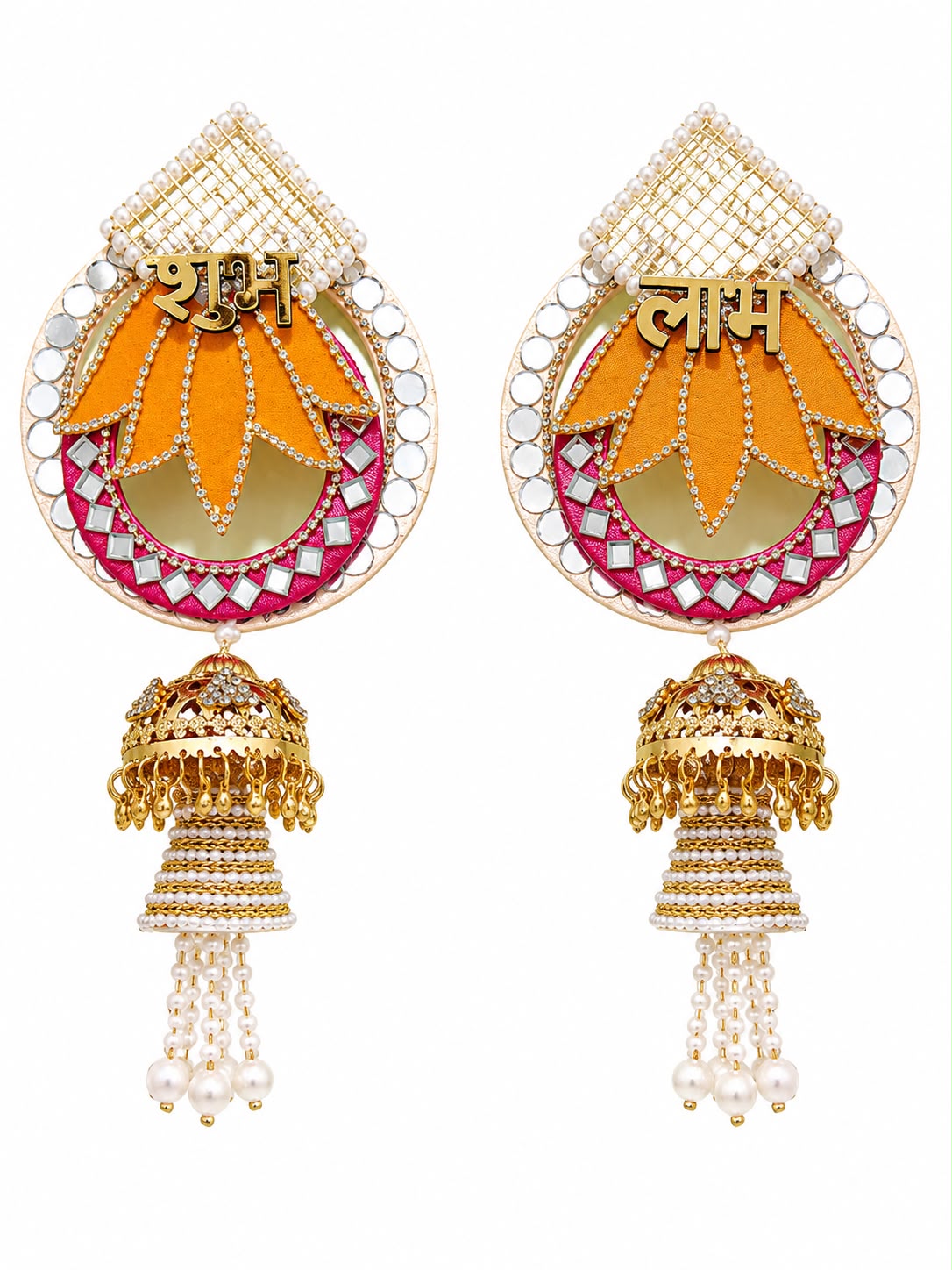 Shubh labh hangings with Lotus and metal latkans (pair of 2)