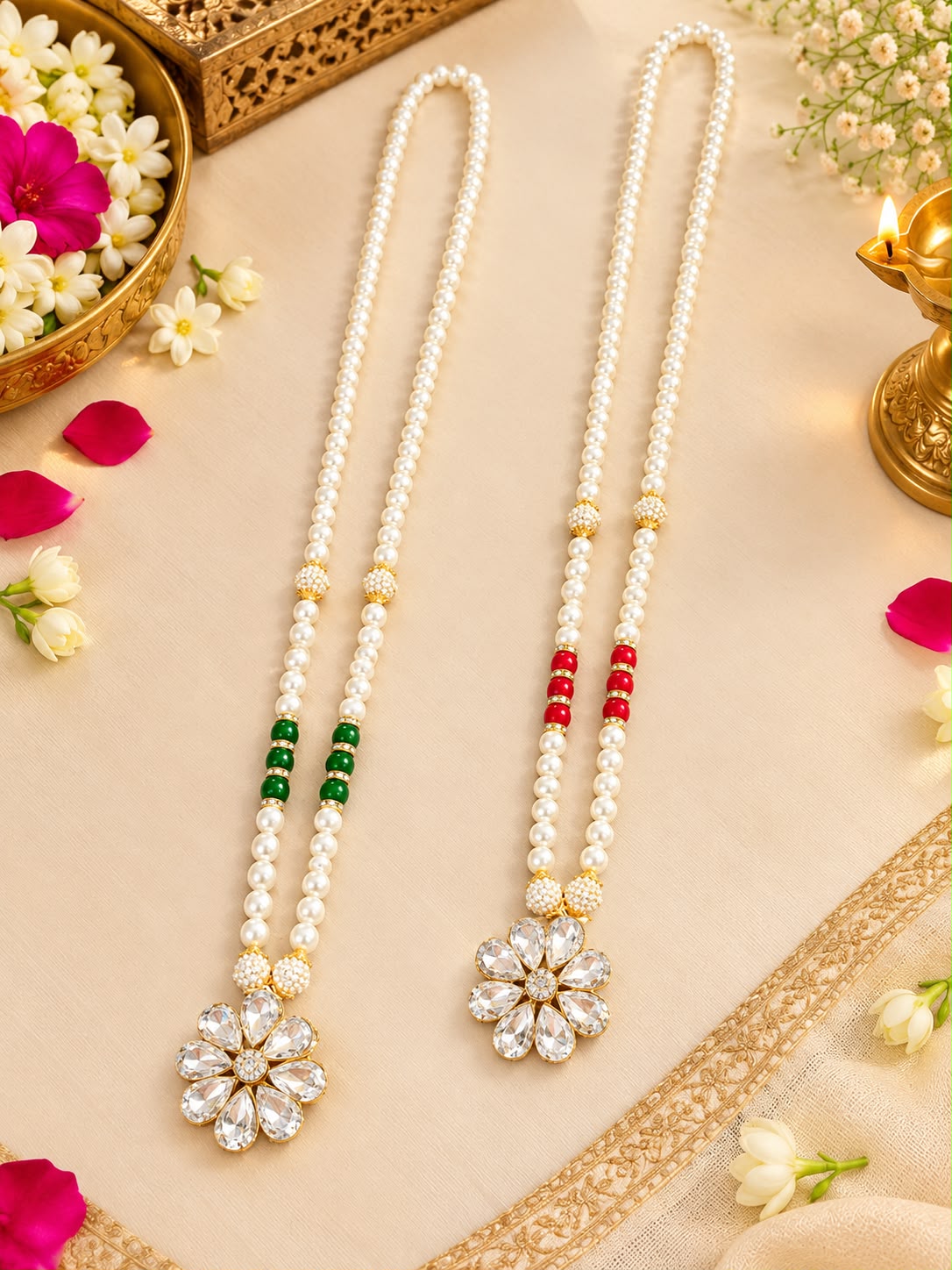 Kundan flower coloured baraat swagat mala (pack of 10) - Image 2